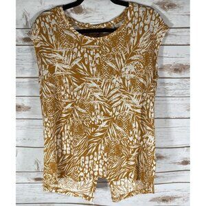 Christian Siriano New York Women's Med Linen Blend Sleeveless Blouse Tropical